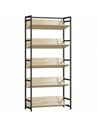 HOMCOM Bookshelf 5-Tier Metal Frame Bookcase Storage Shelves for Living Room Oak