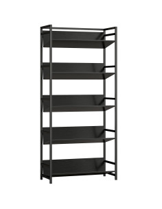 HOMCOM Bookshelf 5-Tier Metal Frame Bookcase Storage Shelves for Living Room Black
