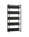 HOMCOM Bookshelf 5-Tier Metal Frame Bookcase Storage Shelves for Living Room Black