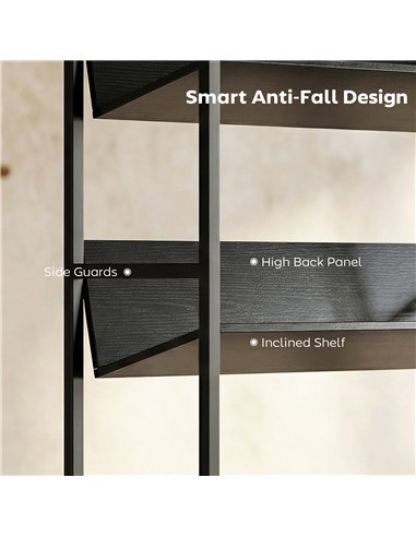 HOMCOM Bookshelf 5-Tier Metal Frame Bookcase Storage Shelves for Living Room Black