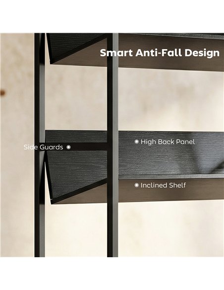 HOMCOM Bookshelf 5-Tier Metal Frame Bookcase Storage Shelves for Living Room Black - pic 184699 | FastDaddyshop