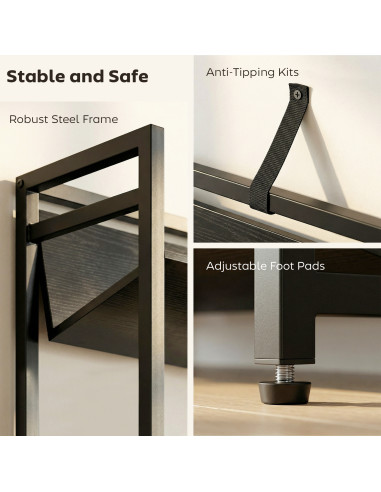 HOMCOM Bookshelf 5-Tier Metal Frame Bookcase Storage Shelves for Living Room Black