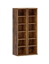 HOMCOM Set of 2 CD Media Display Shelf Unit Tower Rack with Adjustable Shelves, Rustic Brown