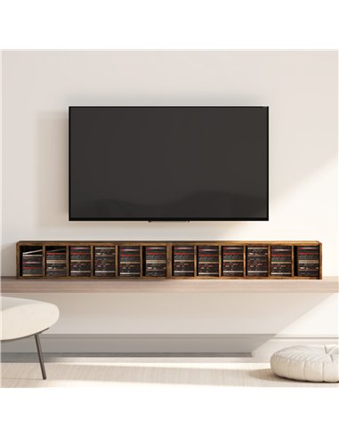 HOMCOM Set of 2 CD Media Display Shelf Unit Tower Rack with Adjustable Shelves, Rustic Brown