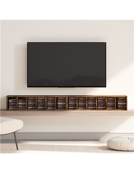 HOMCOM Set of 2 CD Media Display Shelf Unit Tower Rack with Adjustable Shelves, Rustic Brown - pic 184711 | FastDaddyshop