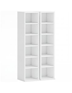 HOMCOM Set of 2 CD Media Display Shelf Unit Tower Rack with Adjustable Shelves, White