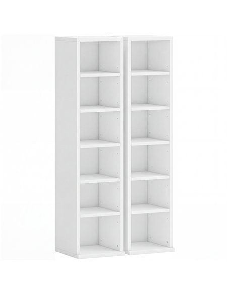 HOMCOM Set of 2 CD Media Display Shelf Unit Tower Rack with Adjustable Shelves, White - pic 184712 | FastDaddyshop