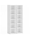HOMCOM Set of 2 CD Media Display Shelf Unit Tower Rack with Adjustable Shelves, White