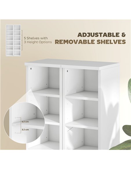 HOMCOM Set of 2 CD Media Display Shelf Unit Tower Rack with Adjustable Shelves, White - pic 184717 | FastDaddyshop
