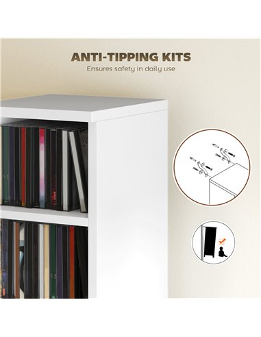 HOMCOM Set of 2 CD Media Display Shelf Unit Tower Rack with Adjustable Shelves, White