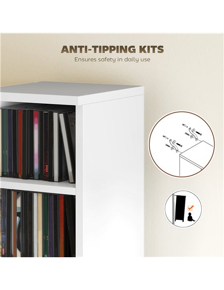 HOMCOM Set of 2 CD Media Display Shelf Unit Tower Rack with Adjustable Shelves, White - pic 184718 | FastDaddyshop