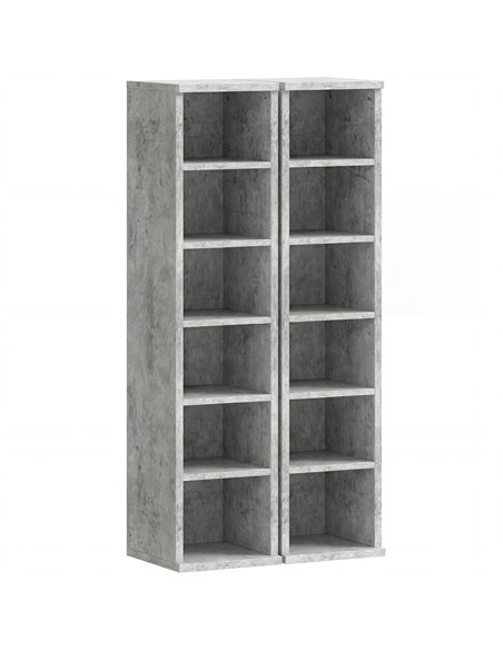 HOMCOM Set of 2 CD Media Display Shelf Unit Tower Rack with Adjustable Shelves, Grey - pic 184721 | FastDaddyshop