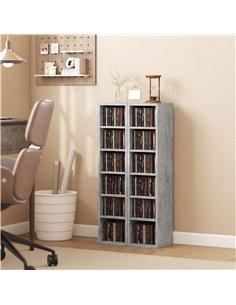 HOMCOM Set of 2 CD Media Display Shelf Unit Tower Rack with Adjustable Shelves, Grey 2