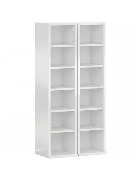 HOMCOM Set of 2 CD Media Display Shelf Unit Tower Rack with Adjustable Shelves, High Gloss White - pic 184730 | FastDaddyshop