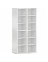 HOMCOM Set of 2 CD Media Display Shelf Unit Tower Rack with Adjustable Shelves, High Gloss White