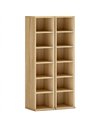 HOMCOM Set of 2 CD Media Display Shelf Unit Tower Rack with Adjustable Shelves, Oak