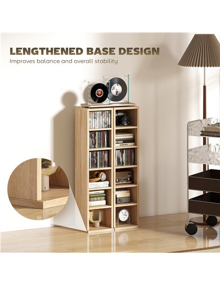 HOMCOM Set of 2 CD Media Display Shelf Unit Tower Rack with Adjustable Shelves, Oak - pic 184746 | FastDaddyshop