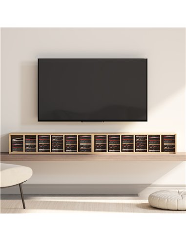 HOMCOM Set of 2 CD Media Display Shelf Unit Tower Rack with Adjustable Shelves, Oak