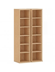 HOMCOM Set of 2 CD Media Display Shelf Unit Tower Rack with Adjustable Shelves, Natural
