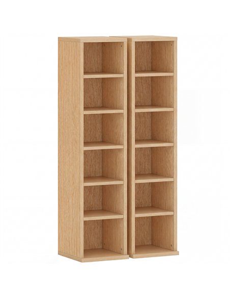 HOMCOM Set of 2 CD Media Display Shelf Unit Tower Rack with Adjustable Shelves, Natural - pic 184748 | FastDaddyshop