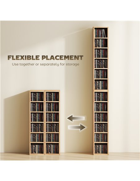 HOMCOM Set of 2 CD Media Display Shelf Unit Tower Rack with Adjustable Shelves, Natural - pic 184752 | FastDaddyshop