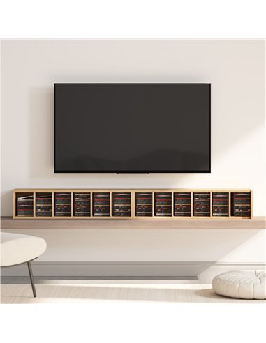 HOMCOM Set of 2 CD Media Display Shelf Unit Tower Rack with Adjustable Shelves, Natural