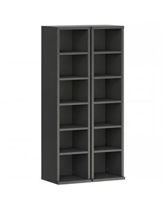 HOMCOM Set of 2 CD Media Display Shelf Unit Tower Rack with Adjustable Shelves, Black
