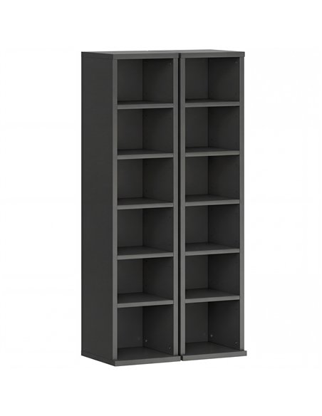 HOMCOM Set of 2 CD Media Display Shelf Unit Tower Rack with Adjustable Shelves, Black - pic 184757 | FastDaddyshop
