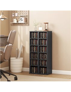 HOMCOM Set of 2 CD Media Display Shelf Unit Tower Rack with Adjustable Shelves, Black 2