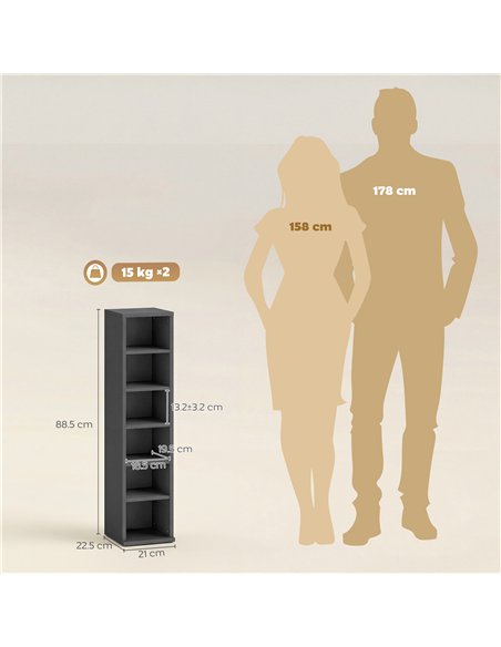 HOMCOM Set of 2 CD Media Display Shelf Unit Tower Rack with Adjustable Shelves, Black - pic 184759 | FastDaddyshop