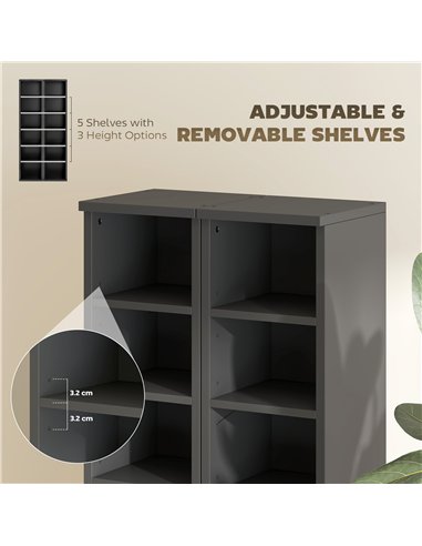 HOMCOM Set of 2 CD Media Display Shelf Unit Tower Rack with Adjustable Shelves, Black