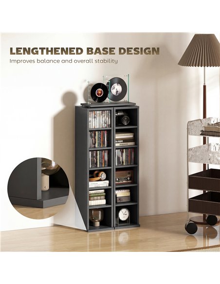 HOMCOM Set of 2 CD Media Display Shelf Unit Tower Rack with Adjustable Shelves, Black - pic 184764 | FastDaddyshop