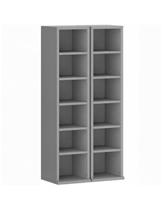 HOMCOM Set of 2 CD Media Display Shelf Unit Tower Rack with Adjustable Shelves, Light Grey