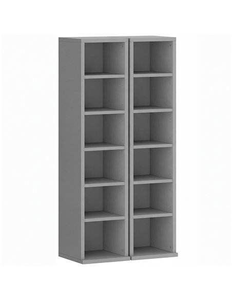 HOMCOM Set of 2 CD Media Display Shelf Unit Tower Rack with Adjustable Shelves, Light Grey - pic 184766 | FastDaddyshop