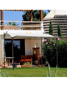 Outsunny 3x2.5m Gazebo, Door Canopy with Extended Shelter, Cream White 2