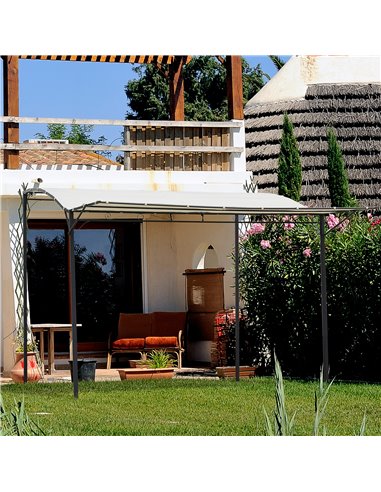 Outsunny 3x2.5m Gazebo, Door Canopy with Extended Shelter, Cream White