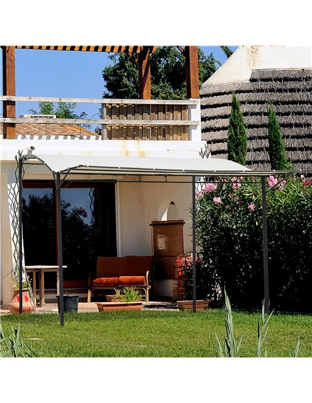 Outsunny 3x2.5m Gazebo, Door Canopy with Extended Shelter, Cream White - pic 18477 | FastDaddyshop