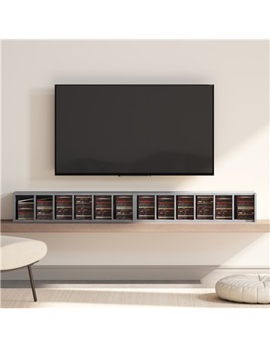 HOMCOM Set of 2 CD Media Display Shelf Unit Tower Rack with Adjustable Shelves, Light Grey