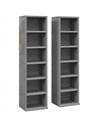 HOMCOM Set of 2 CD Media Display Shelf Unit Tower Rack with Adjustable Shelves, High Gloss Grey