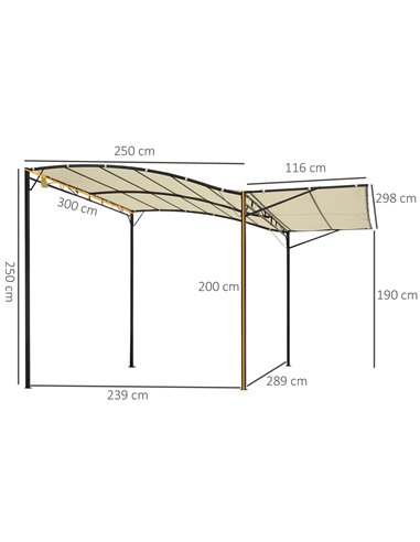 Outsunny 3x2.5m Gazebo, Door Canopy with Extended Shelter, Cream White