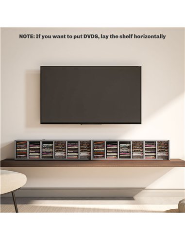 HOMCOM Set of 2 CD Media Display Shelf Unit Tower Rack with Adjustable Shelves, High Gloss Grey