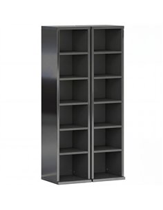 HOMCOM Set of 2 CD Media Display Shelf Unit Tower Rack with Adjustable Shelves, High Gloss Black