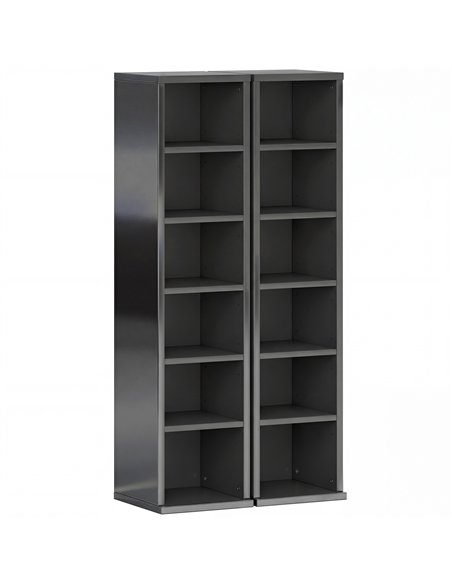 HOMCOM Set of 2 CD Media Display Shelf Unit Tower Rack with Adjustable Shelves, High Gloss Black - pic 184784 | FastDaddyshop