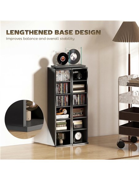 HOMCOM Set of 2 CD Media Display Shelf Unit Tower Rack with Adjustable Shelves, High Gloss Black - pic 184791 | FastDaddyshop