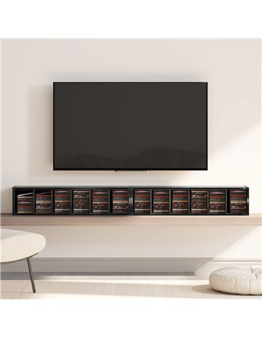 HOMCOM Set of 2 CD Media Display Shelf Unit Tower Rack with Adjustable Shelves, High Gloss Black