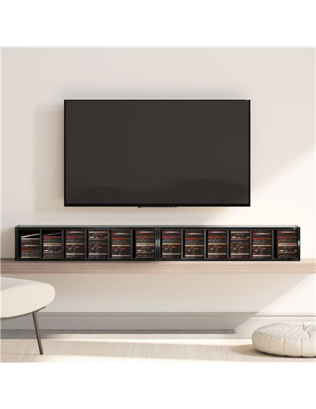 HOMCOM Set of 2 CD Media Display Shelf Unit Tower Rack with Adjustable Shelves, High Gloss Black - pic 184792 | FastDaddyshop
