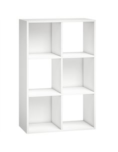 HOMCOM Industrial Style Storage Shelf, Bookcase, Bookshelf with 6 Compartments, for Living Room, Home Study, White Wood Effect
