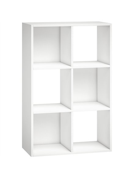 HOMCOM Industrial Style Storage Shelf, Bookcase, Bookshelf with 6 Compartments, for Living Room, Home Study, White Wood Effect - pic 184793 | FastDaddyshop
