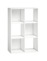 HOMCOM Industrial Style Storage Shelf, Bookcase, Bookshelf with 6 Compartments, for Living Room, Home Study, White Wood Effect