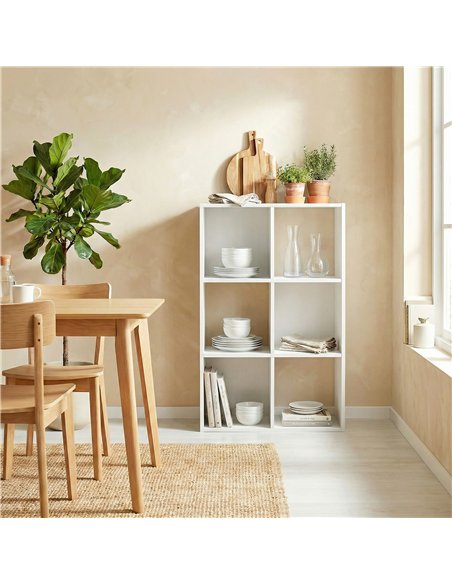 HOMCOM Industrial Style Storage Shelf, Bookcase, Bookshelf with 6 Compartments, for Living Room, Home Study, White Wood Effect - pic 184801 | FastDaddyshop